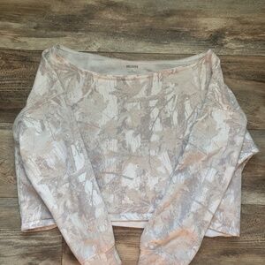 Trendy camo off the shoulder sweatshirt